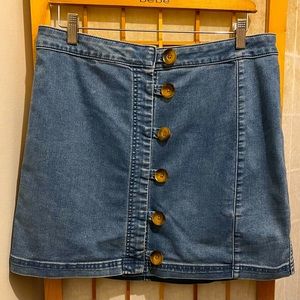 Free People Turquoise Button Up Denim Skirt Size 10